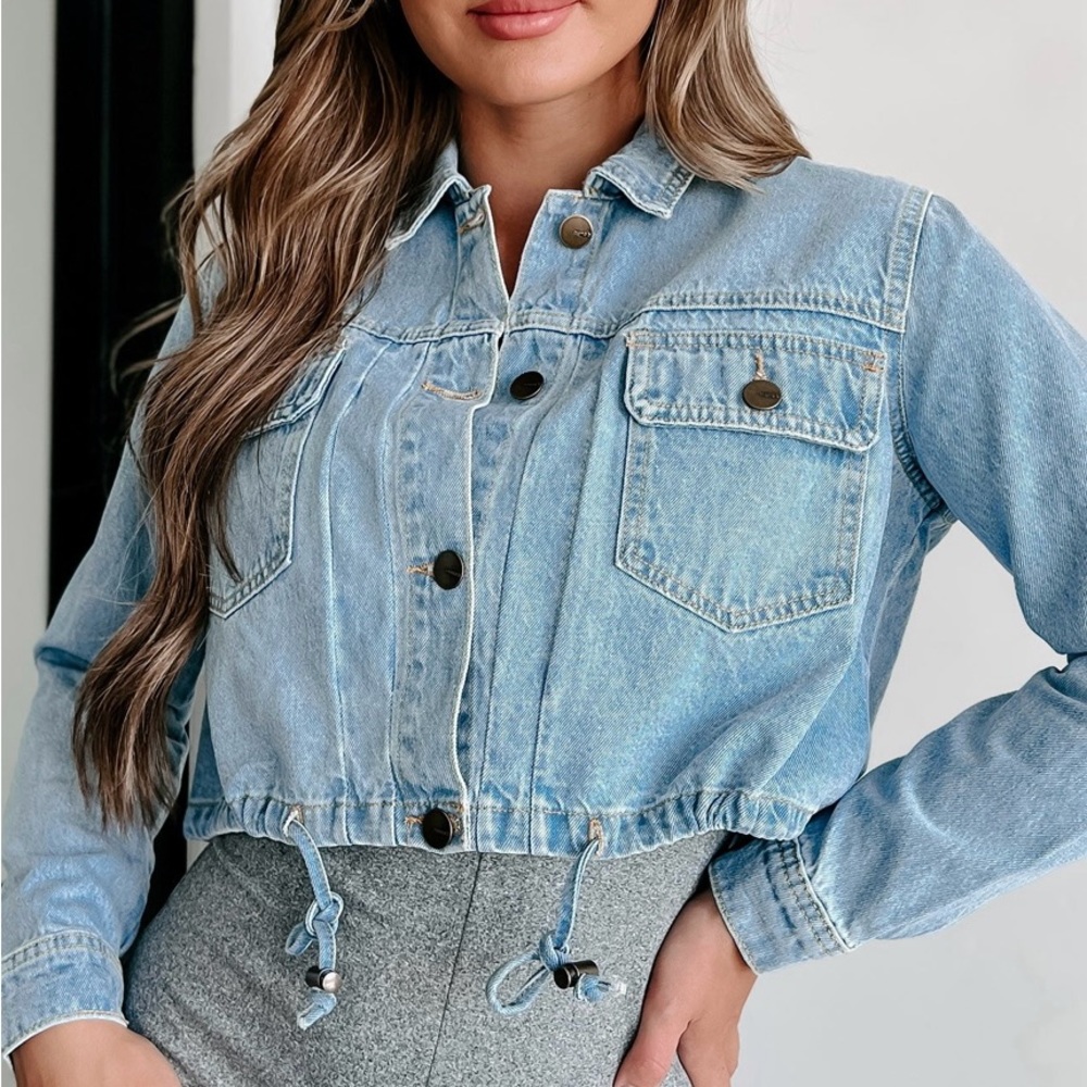 Pookie and Sebastian Cropped denim jacket. Size xs